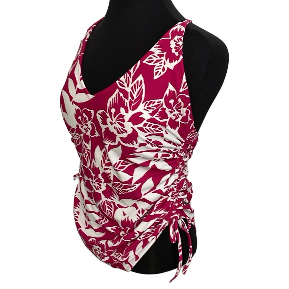 Kona‎ Sol Size Large floral Hawaiian pink & white one piece bathing swim suit.